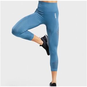 Gymshark Blue Stone Energy Seamless Cropped Leggings, Medium